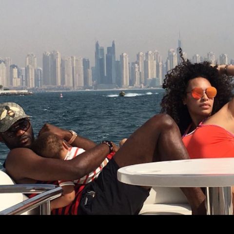 Jires Kembo Ekoko with his partner, Melissa Gateau and child during vacation in Dubai
I