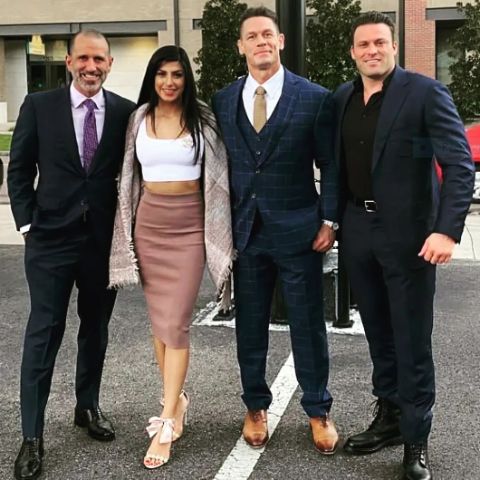 Shay Shariatzadeh with her husband, John Cena and friends