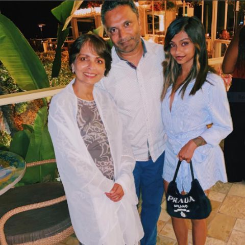 Anjini Taneja Azhar with her parents during a family outing