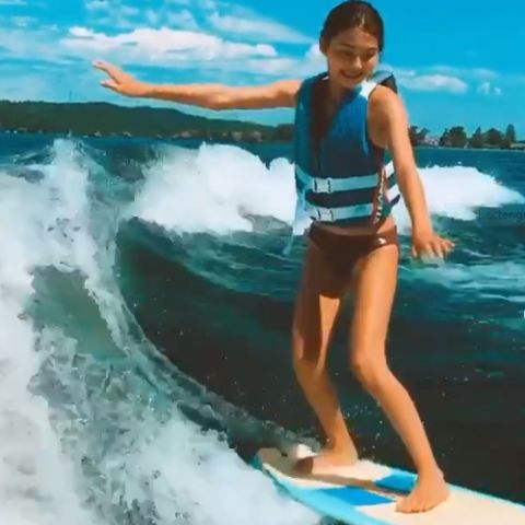 Emma Yoshika Hedican is a passionate surfer