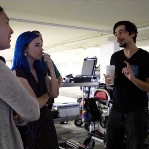 Devon Bostick on the set of his project
