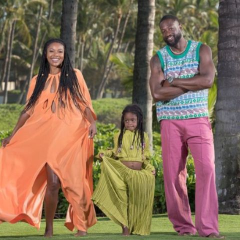 Siohvaughn Funches' ex-husband, Dwyane Wadw with his current wife, Gabrielle Union, and their daughter, Kaavia
