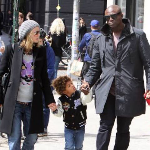 Young Henry Günther Ademola Dashtu Samuel with his parents, Heidi Klum and Seal
