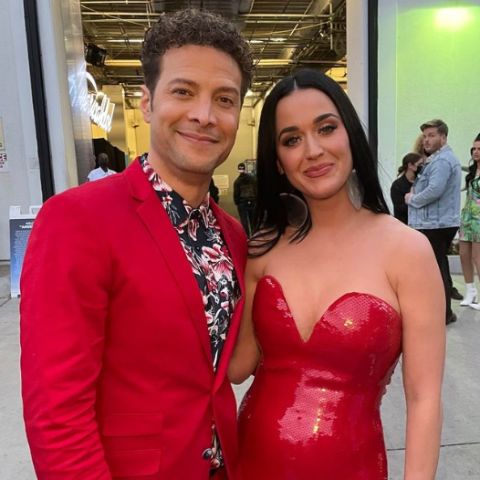 Kathy Pepino Guarini's son, Justin Guarini with Katy Perry during an event
