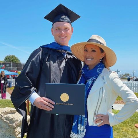 Kristopher Steven Keach with his mother, Jane Seymour during his MBA degree convocation
