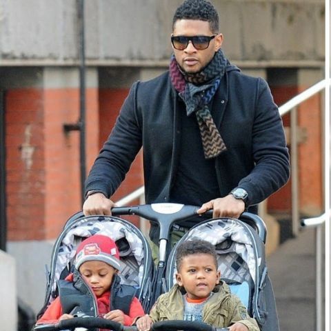 Naviyd Ely Raymond and his brother, Usher V with father, Usher
