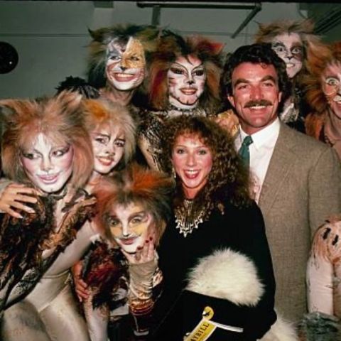 Jillie Mack and her husband, Tom Selleck with the cats of Cats Broadway
