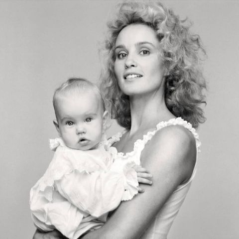Toddler Shura Baryshnikov with her mother, Jessica Lange
